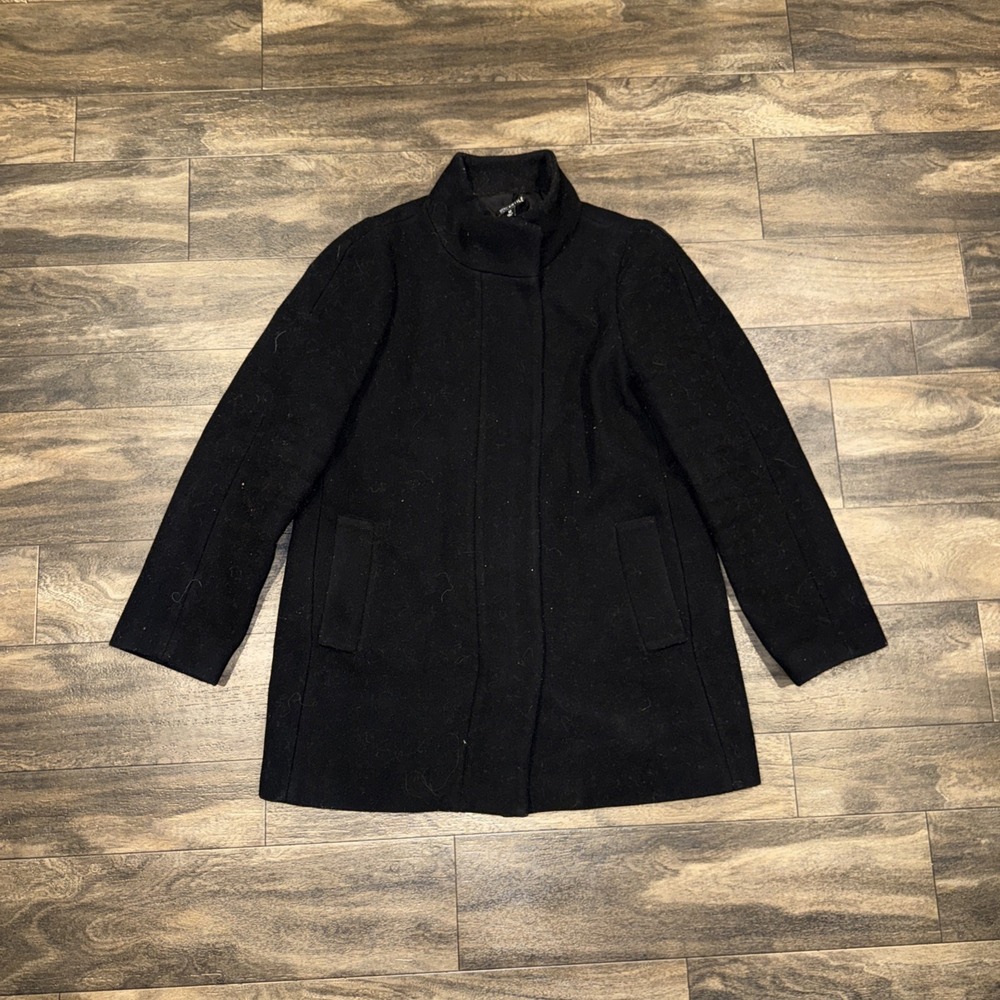 JCREW Mercantile Wool-Blend Asymmetrical Zip Coat Women's Size 12 Black